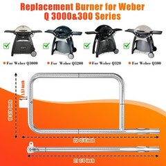 65032 Grill Burner Tube for Weber Q3200, Q3000, Q320, Q300, 57060001, 404341