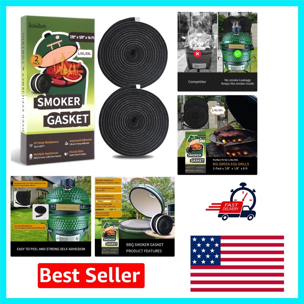 Durable 16 Ft BBQ Smoker Gasket for Big Green Egg L/XL/XXL – Self-Adhesive Seal