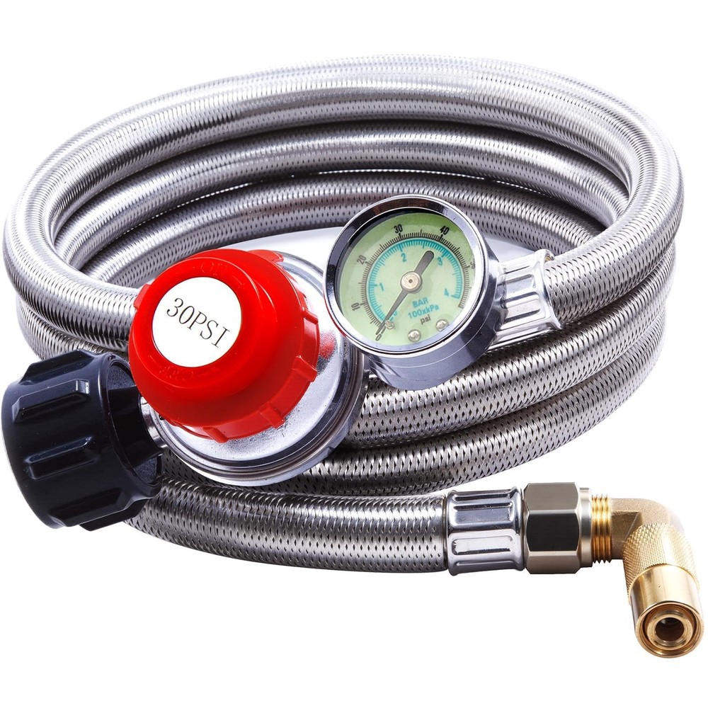 TOHONGADON 6 FT Propane Adapter Hose with 0-30 PSI 6ft Qcc1, Black