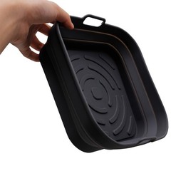 Silicone Square Air Fryer Liners Collapsible Basket Oven Pot Grey 8 Inch Tool
