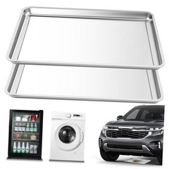 2Pcs Stainless Steel Oil Drip Pan for Under Car, 24 x 16 x 1.9 Inch Metal Oil