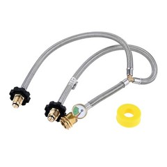 Propane Y-Splitter Adapter Hose with Brass Fittings for Dual Tank Connection
