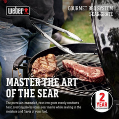 Gourmet BBQ System Sear Grate, Black – Porcelain‑Enameled Cast‑Iron for Perfect