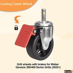 Bqmax Grill Wheels For Weber Genesis 300/400 Series Grills 2022 Locking Caster