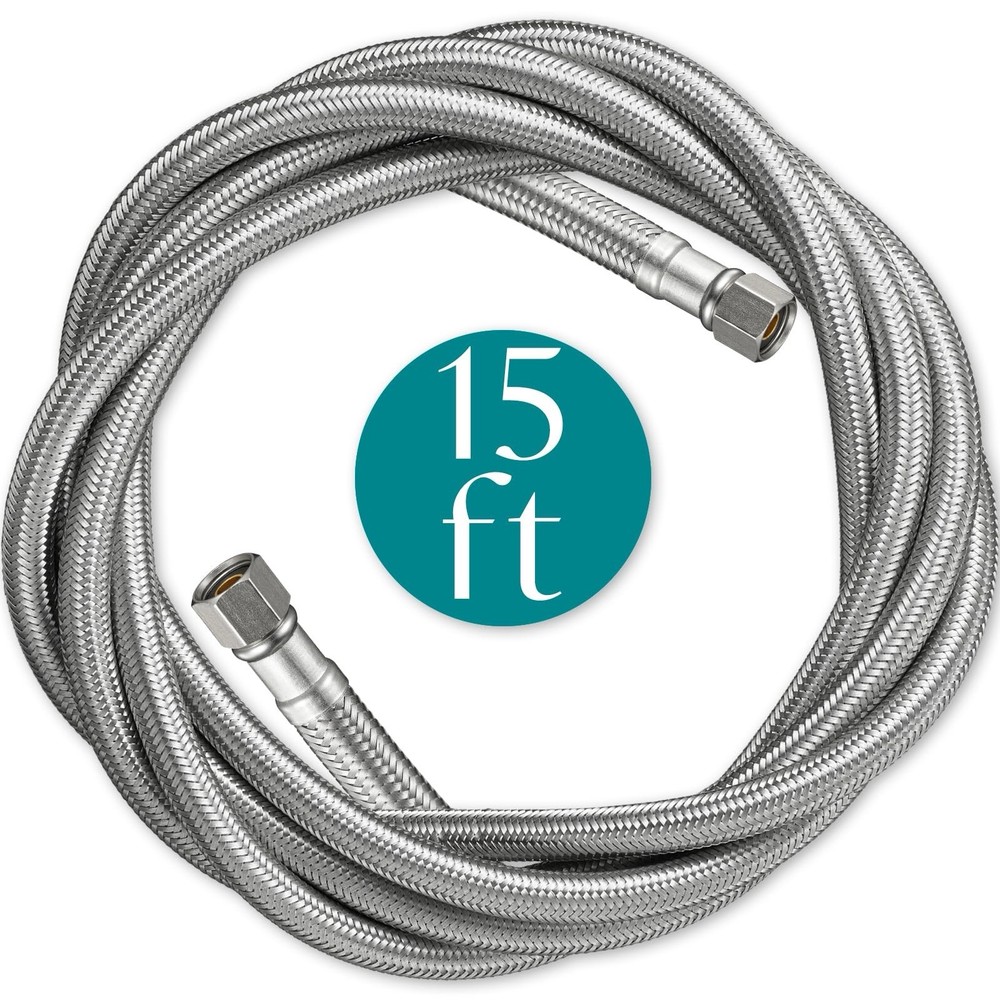 Refrigerator Water Line for Ice Maker Braided 15′ Pex Water Supply Lines 1/4”