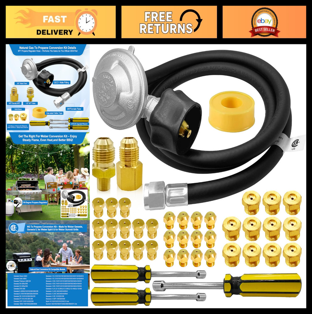Natural Gas to Propane Conversion Kit for Genesis, Spirit, Summit Grills – 5FT H