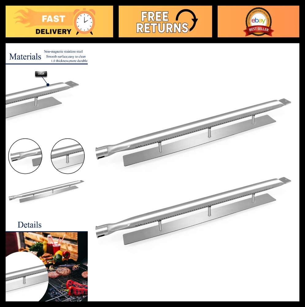 2pc Stainless Steel BBQ Gas Grill Burner Tubes Replacement for 30″ & 41″ Grills