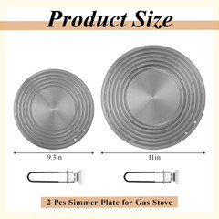 2 Pcs Simmer Plate for Gas Stove 11 Inches and 9.5 Inches Fast Defrosting Tray R