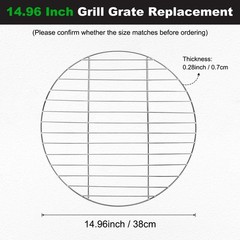 1 Pack Charcoal Grate Replacement, BBQ High Heat Steel Grill Grate [14.96 Inch]