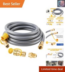 15 Feet 1/2 Inch ID Natural Gas Grill Hose, Flexible Gas Line Hose Low Pressu..,