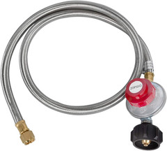 5 Feet Stainless Steel Braided 20 PSI Adjustable Propane Regulator Hose with Qcc