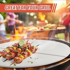 Half Moon Ceramic Heat Deflector Plates for Kamado 19.8 inch 2-Pack, White