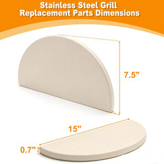 15″ Half-Moon Heat Deflector Plates for Kamado Joe Classic I, II, III, Big Green