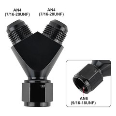 6AN Female to 4AN 4AN Male Flare Fitting, Y Block 6AN Female to 2×4AN Male
