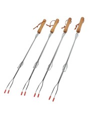 Set of 4 Extendable BBQ Grill Forks Stainless Steel for Outdoor Roasting