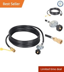 12 FT Propane Hose with Regulator – Quick Connect for Indoor/Outdoor Heating