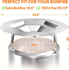 Heat Deflector for Solo Stove Bonfire 19.5″, 304 Stainless Steel Portable Heat D