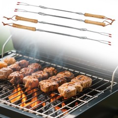 Set of 4 Extendable BBQ Grill Forks Stainless Steel for Outdoor Roasting