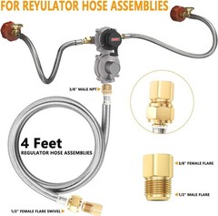 2-Stage Auto Changeover LP Propane Gas Regulator with 2×18″ Hoses & 4FT Assembly