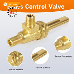 LEYURISE Gas Burner Valve 1/8″ Mpt X 3/8-27 Horizontal 3.26 inches, Yellow
