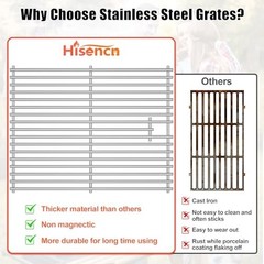 17″ Stainless Steel Grill Grates Replacement – 2 Pack for 4 & 5 Burner Gas Grill