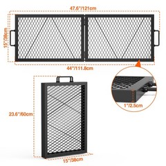 onlyfire Foldable X‑Marks Heavy‑Duty Steel Fire Pit Grate, 44 X 15‑Inch