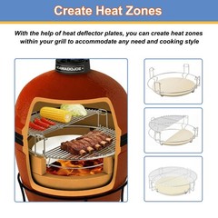2 Pack Half-Moon Ceramic Heat Deflector Plates for Kamado Joe Classic I, II, …