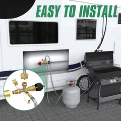 Propane Brass 4 Port Tee Kit Propane Brass Tee Adapter Kit 5FT and 12FT Stainles