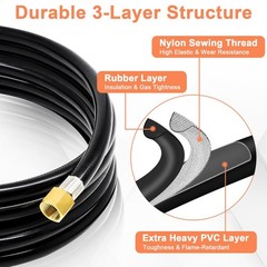 Hiorucet 24 FT F273684 Propane Hose with Regulator 24FT Hose, Black
