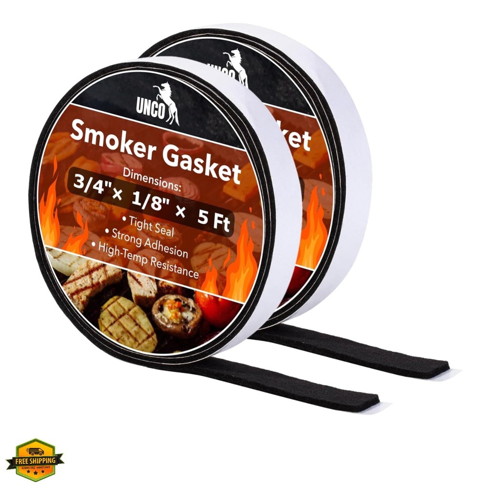 Grill Gasket, 3/4″x 1/8″, 2 Pack, 5 ft, Smoker Gasket Sealer High Temp, Easy …