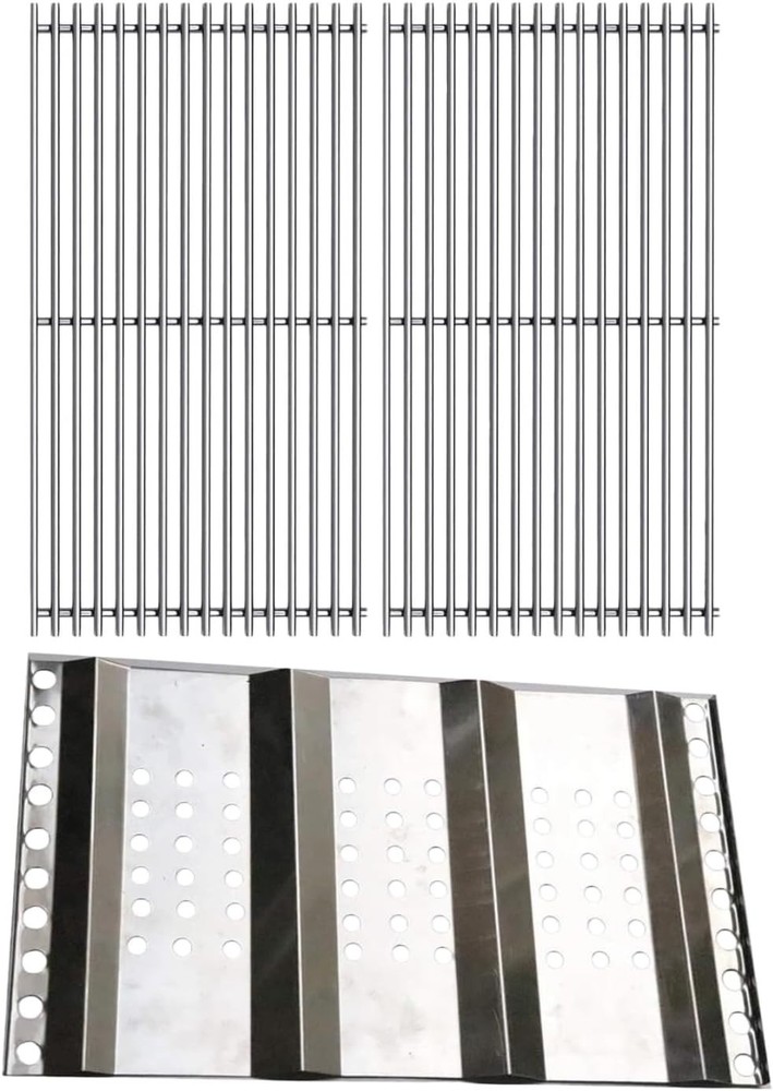 S56202 15 5/8 Stainless Steel Cooking Grates Grid with 96201 Heat Plate Steelman