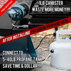 GasXpert Propane Hose Adapter 1lb to 20lb, 4ft Tank 4 Feet, Black