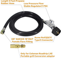 MCAMPAS QCC1 Universal Grill Regulator Hose with Coleman Threaded Regulator for