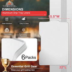 6 Packs BAC506 Drip Tray Liners for Traeger Ironwood 650 Series Grills, Heat-Res