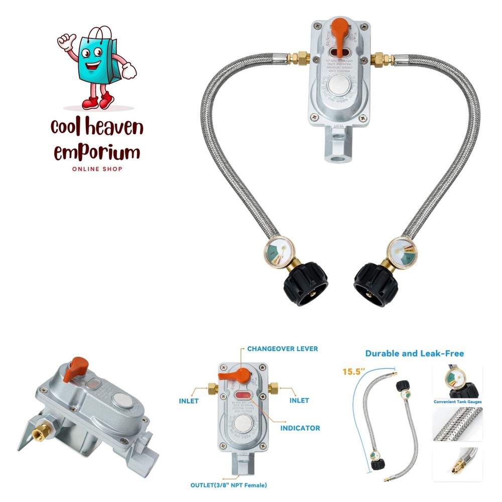 2-Stage Auto Changeover Propane Gas Rv Regulator Kit with 2PCS Gauges and 12-…