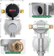 Dual RV Propane Regulator 2-Stage Auto Switch w/ Gauge Hoses & Brass Fittings