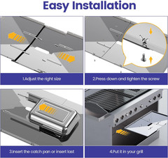 Grill Grease Tray Set, Stainless Steel Grill Replacement Parts, 24″ – 27″ Adjust