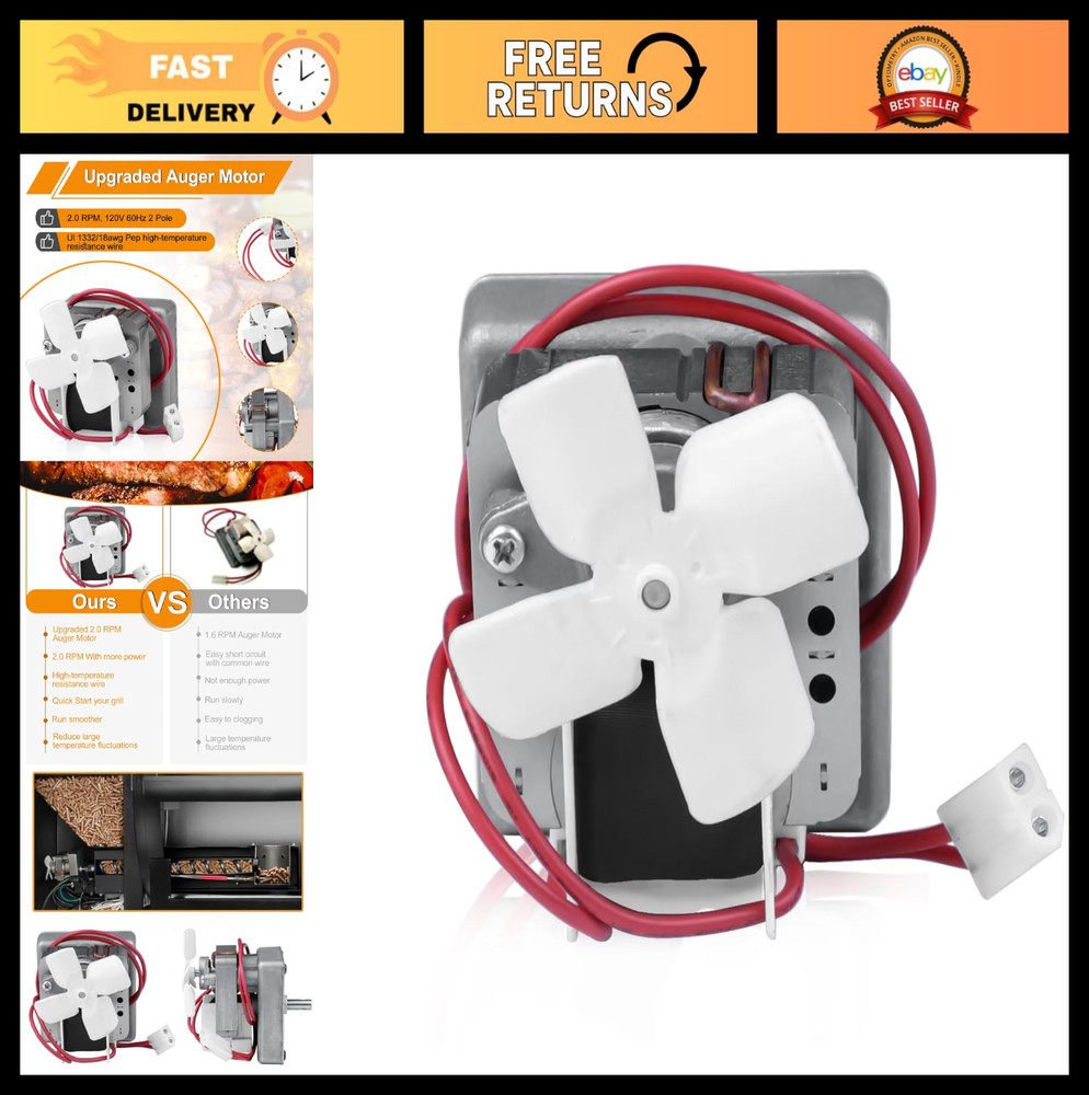2.0RPM Auger Motor Replacement for Wood Pellet Grills & Smokers – Universal Fit
