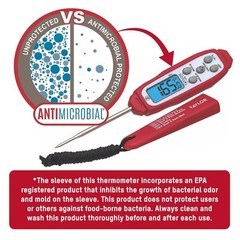 Taylor Digital Waterproof Thermometer with Bright Blue Backlight for Red