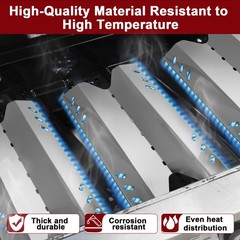 Hiorucet Grill Parts for Members Mark Burner×3 + Heat Plate×3, Black