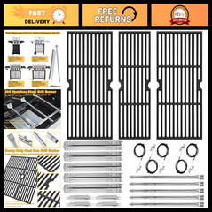 Replacement Grill Parts Kit for 5 Burner Gas Grill – 18″ Grate & Heat Plates