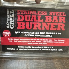 Backyard Grill Stainless Steel DUAL BAR BURNER Small Universal Fit 12.75-17″ NOS