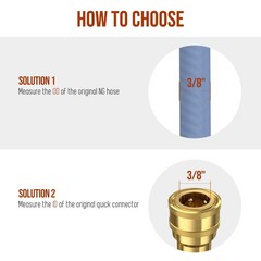 3/8 Inch Y-Splitter Natural Gas Quick Connect Adapter For Generator Heater etc