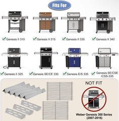 SS Grill Grates Flavorizer Bars Heat Deflectors Compatible Weber Genesis II 300