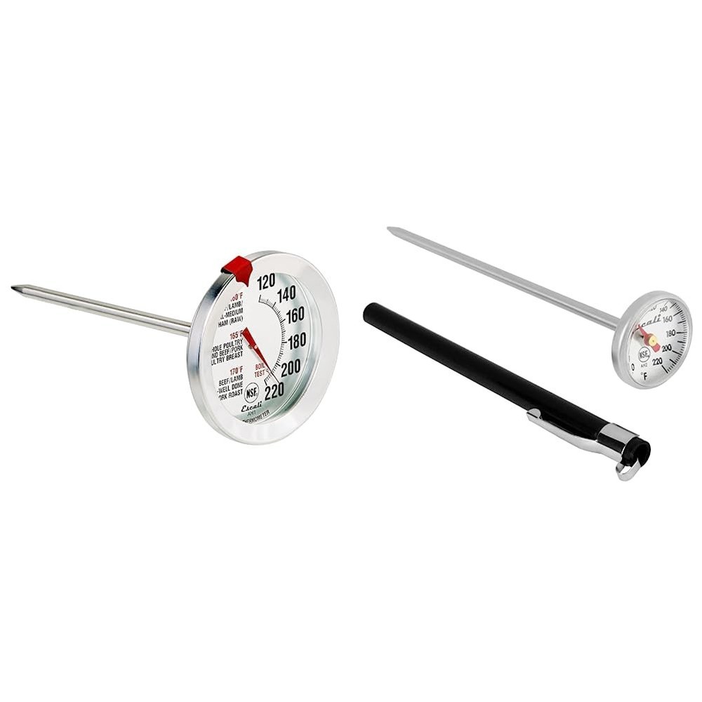 Escali AH1 Stainless Steel Oven Safe Meat Thermometer, Extra Analog Silver