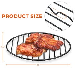 Oval Roasting Rack with Integrated Feet, Non-Stick Coating, 10*6.5”, Black