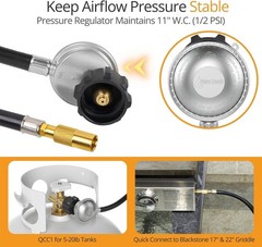 3 FT Propane Adapter Hose with Regulator for Blackstone Griddle