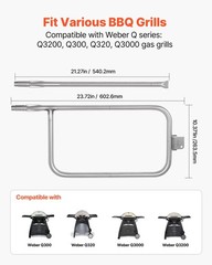 Enhanced Flow 23.75in 304 Stainless Steel Burner for Reliable Grilling