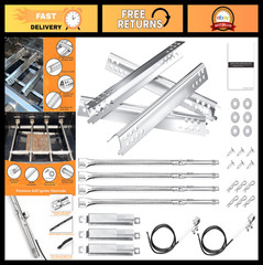 Grill Replacement Parts for 4 Burner Gas Grill – Burners, Heat Plates & Tubes