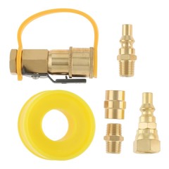 1/4 Inch RV Propane Quick Connect Fittings Adapter Kit with Brass Shutoff Valve